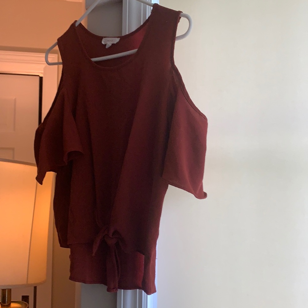 Wine/rust colored off the shoulder top
